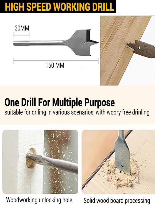 Self Lub Die Steel Flat Drill Bits for Wood, Spade Boring Drill Bits for Wood, Plastic, PVC - Durable Flat Drill Bits Set for DIY Projects (10mm) - Image 2
